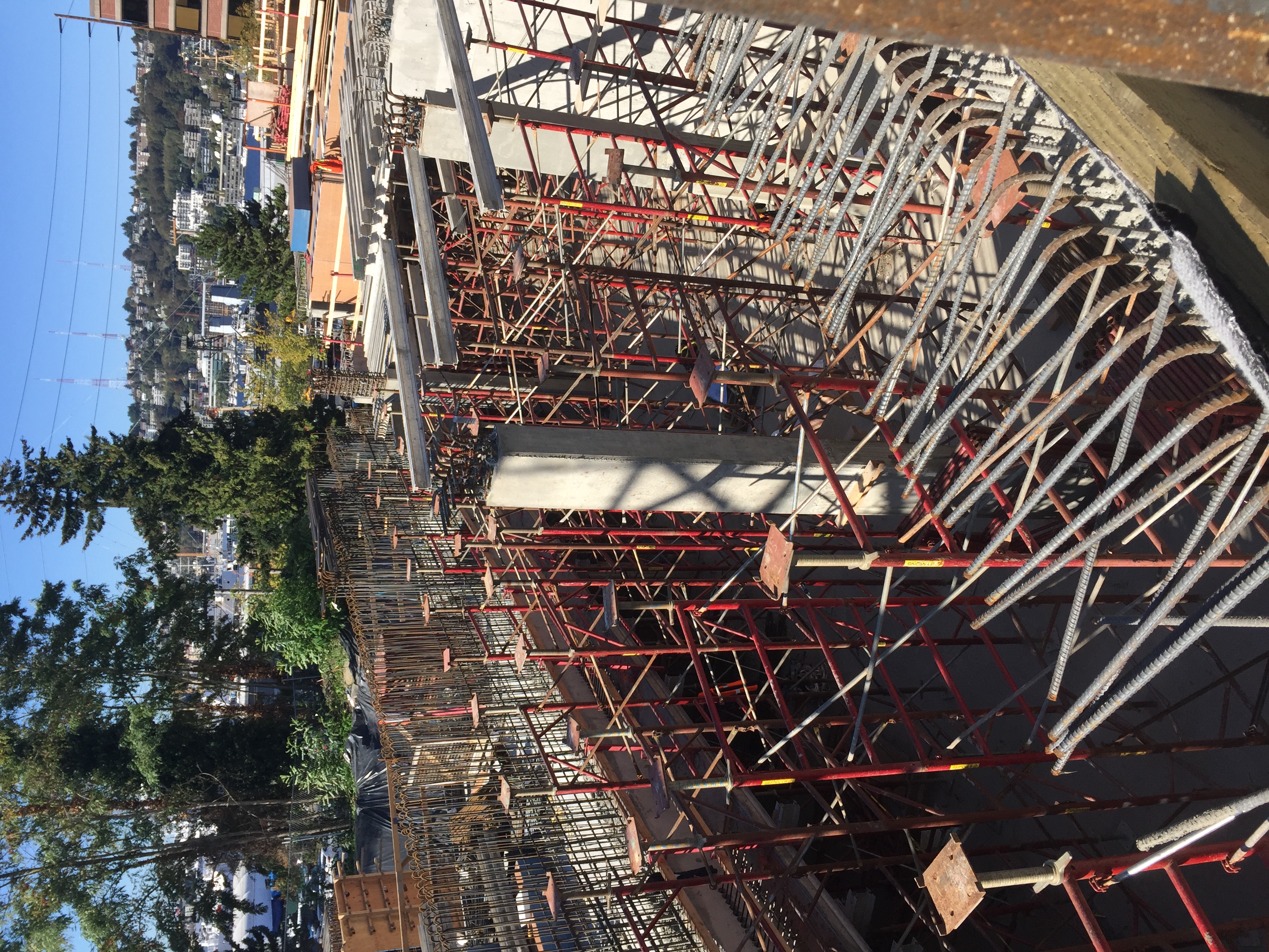 Post-tensioned concrete deck shoring system installation